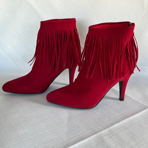 NEW Red Fringe Booties - Picture 1 of 5